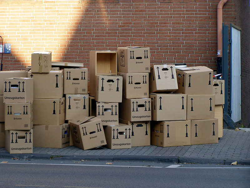 Goods packed in cardboard boxes.