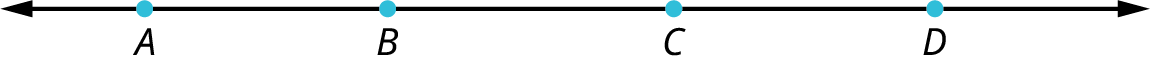 A line with four points, A, B, C, and D marked on it.