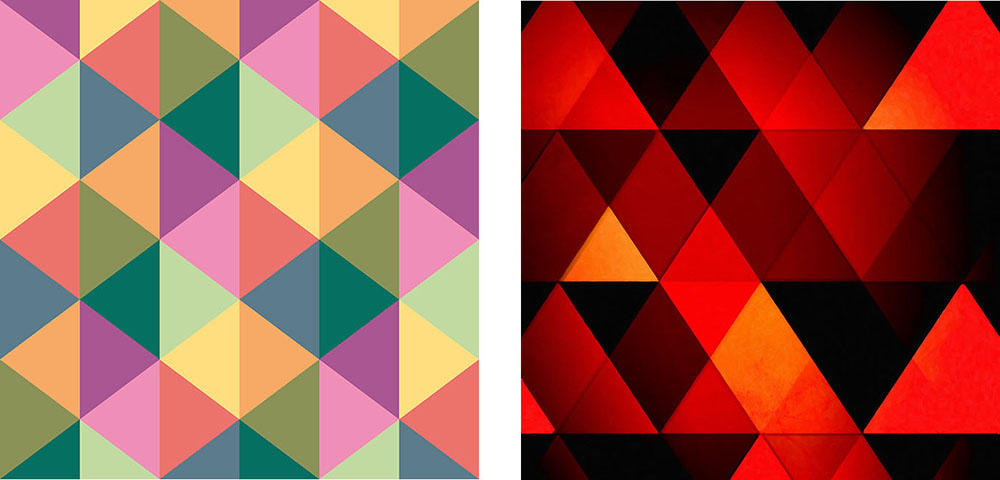 Two different patterns with triangles are shown.