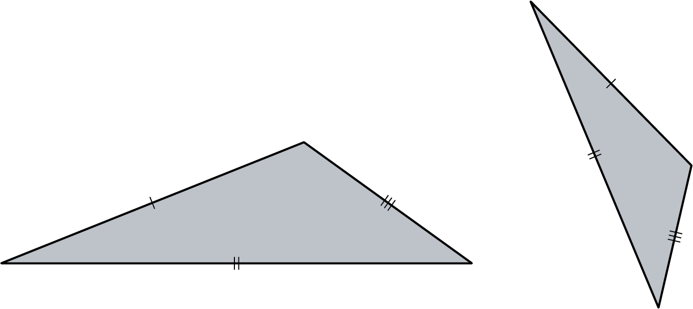 Two triangles. All three sides of each triangle are of different lengths.