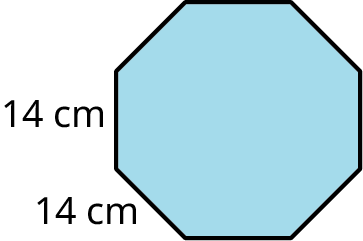An octagon with its sides marked 14 centimeters.