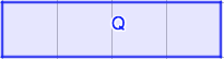 A rectangle labeled "Q" that is twice the length of the rectangle labeled "P"