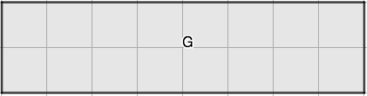 A rectangle labeled "G" that is twice the width of the rectangle labeled "H"