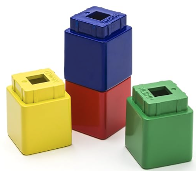 4 stacked unifix cubes