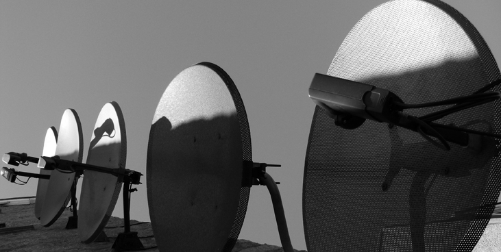 Satellite dishes.