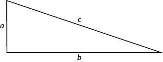 图中显示了一个直角三角形，最短边是 a，第二边是 b，斜边是 c。