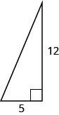 Un triángulo rectángulo con patas marcadas 5 y 12.