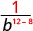 1 dividido por b a la potencia de 12 menos 8.