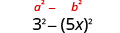 3 平方减去 5 x 平方。 上面是 a 平方减去 b 平方的一般形式。