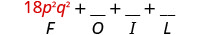 18 p 平方 q 平方加空白加空白加空白加空白。 在 18 p 平方以下 q 的平方是字母 F