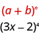 Esta figura muestra cómo identificamos a más b a la potencia de n, en el patrón 3 x menos 2 a la potencia de 4.