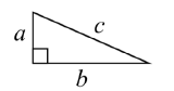 A right triangle with legs labeled a and b, and hypotenuse labeled c.