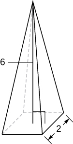 Esta figura es una pirámide con ancho de base de 2 y altura de 6 unidades.