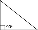 A right triangle with the largest angle marked 90 degrees.