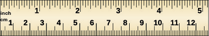 A ruler with inches and centimeters.
