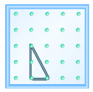 La figura muestra una cuadrícula de puntos uniformemente espaciados. Hay 5 filas y 5 columnas. Hay un triángulo estilo banda elástica que conecta tres de los tres puntos en la columna 2 fila 3, columna 2 fila 5 y columna 3 fila 5.