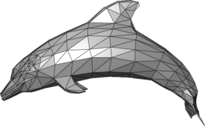Dolphin rendered with a mesh of triangles