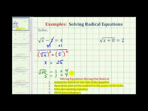 Thumbnail for the embedded element "Ex 1: Solve a Basic Radical Equation - Square Roots"