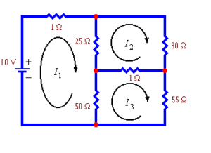 Electrical Circuit With 3 Loop Currents