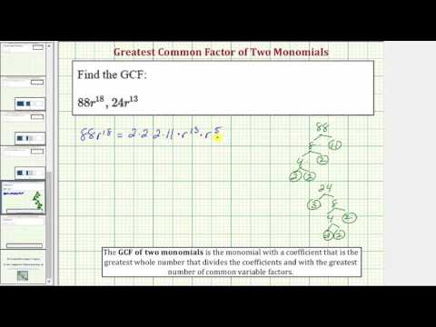 Thumbnail for the embedded element "Ex: Determine the GCF of Two Monomials (One Variables)"