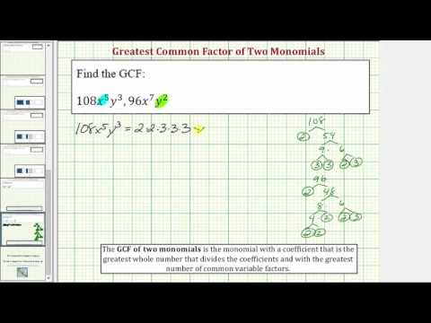 Thumbnail for the embedded element "Ex: Determine the GCF of Two Monomials (Two Variables)"