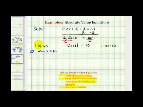 Thumbnail for the embedded element "Ex 4: Solving Absolute Value Equations (Requires Isolating Abs. Value)"