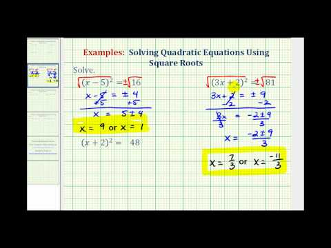 Thumbnail for the embedded element "Ex 2: Solving Quadratic Equations Using Square Roots"