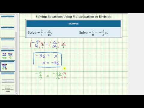 Thumbnail for the embedded element "Solving One Step Equations Using Multiplication (Fractions)"