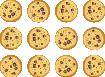 Una imagen de tres filas de cuatro galletas para mostrar doce galletas.