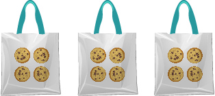 Una imagen de 3 bolsas de galletas, cada bolsa contiene 4 galletas.