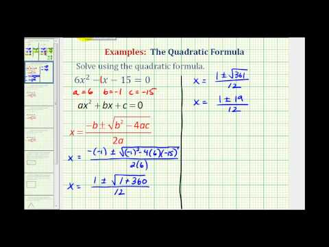 Thumbnail for the embedded element "Ex: Quadratic Formula - Two Real Rational Solutions"