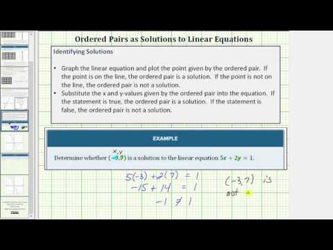 Thumbnail for the embedded element "Determine If an Ordered Pair is a Solution to a Linear Equation"