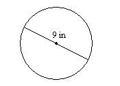 un círculo con diámetro etiquetado 9 pulg