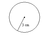 un círculo con radio etiquetado 3 cm