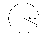 un círculo con radio etiquetado 4 cm