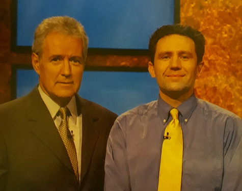 large photo of Alex Trebek and your author on Jeopardy!