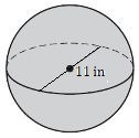 una esfera con un diámetro de 11 in