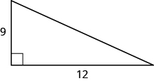 该图是一个直角三角形，边长为 9 个单位和 12 个单位。