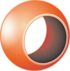 Un anneau sphérique est représenté, c'est-à-dire une sphère traversée par un trou cylindrique.