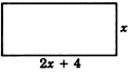 Un rectángulo con longitud etiquetada dos x más cuatro y ancho etiquetado x.