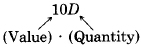 ''Contribution due to dimes' is equal to ten D. Ten is labeled as 'Value' and D is labeled as 'Quantity.' 'Value' and 'Quantity' have a multiplication dot between them. 'Contribution due to quarters' is equal to twenty-five Q. Twenty-five is labeled as 'Value' and Q is labeled as 'Quantity.' 'Value' and 'Quantity' have a multiplication dot between them.