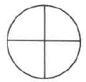 Un círculo entero dividido en cuatro partes iguales.