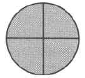 Un círculo entero dividido en cuatro partes iguales. Las cuatro partes están sombreadas.