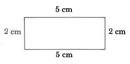 Un rectángulo con lados cortos de longitud 2 cm y lados largos de longitud 5 cm.