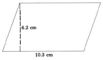 Un paralelogramo con base 10.3cm y altura 6.2cm