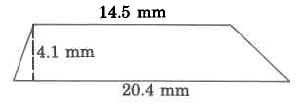 Un trapecio con altura 4.1mm, base inferior 20.4mm, y base superior 14.5mm.