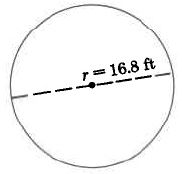Un círculo con radio 16.8ft.