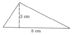 A triangle with base 8cm and height 3cm.