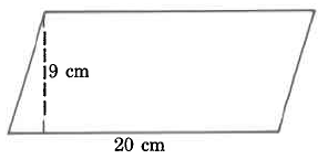 Un paralelogramo con base 20cm y altura 9cm.