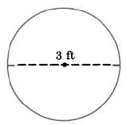 Un círculo con un diámetro de 3 pies.